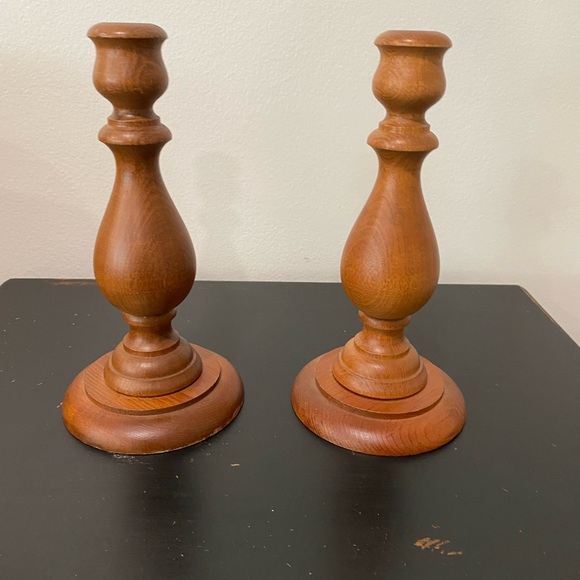 Vintage Hand Made Wooden Candle Holder - Picture 2 of 8